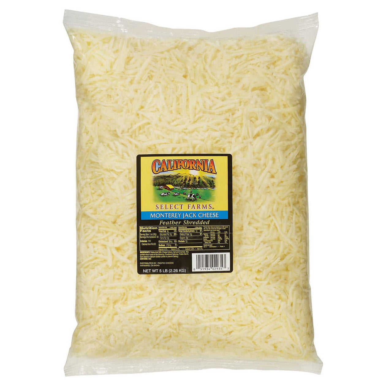 California Select Farm Shredded Monterey Jack 5 lbs - Image 1