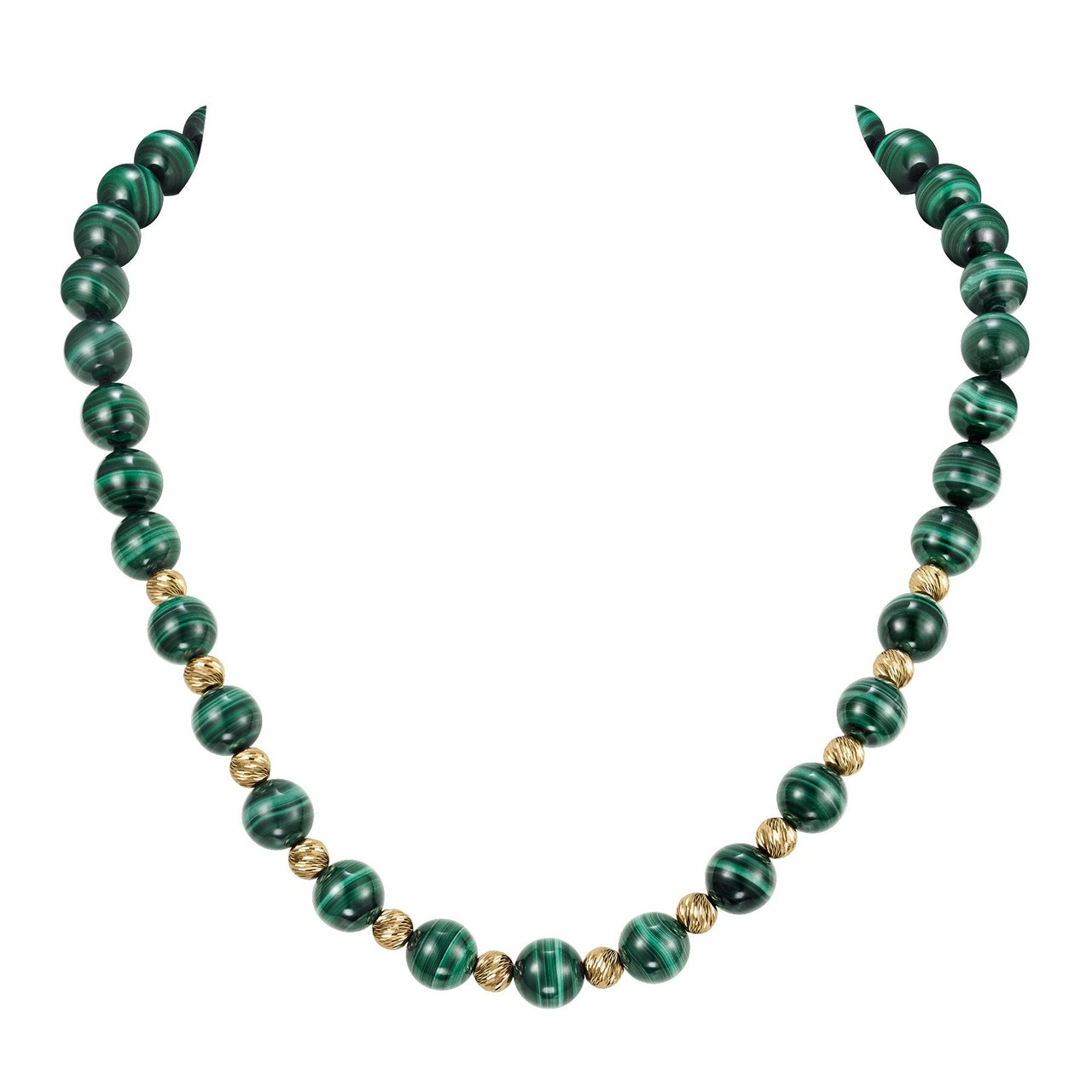 14kt Yellow Gold 10mm Malachite Necklace 19" - Image 1