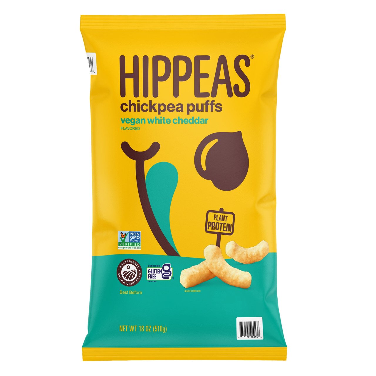 HIPPEAS Vegan White Cheddar Organic Chickpea Puffs 18 oz (1.125 lbs)