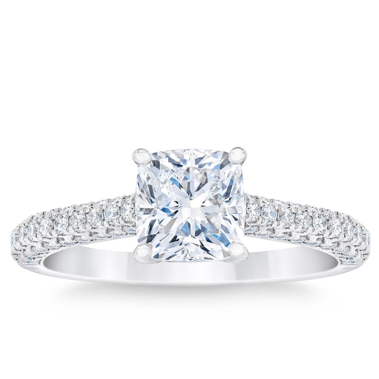 1.66 CTW Cushion Cut Platinum Wedding Ring, 1.12ct Center, VVS2, G Color - Image 1