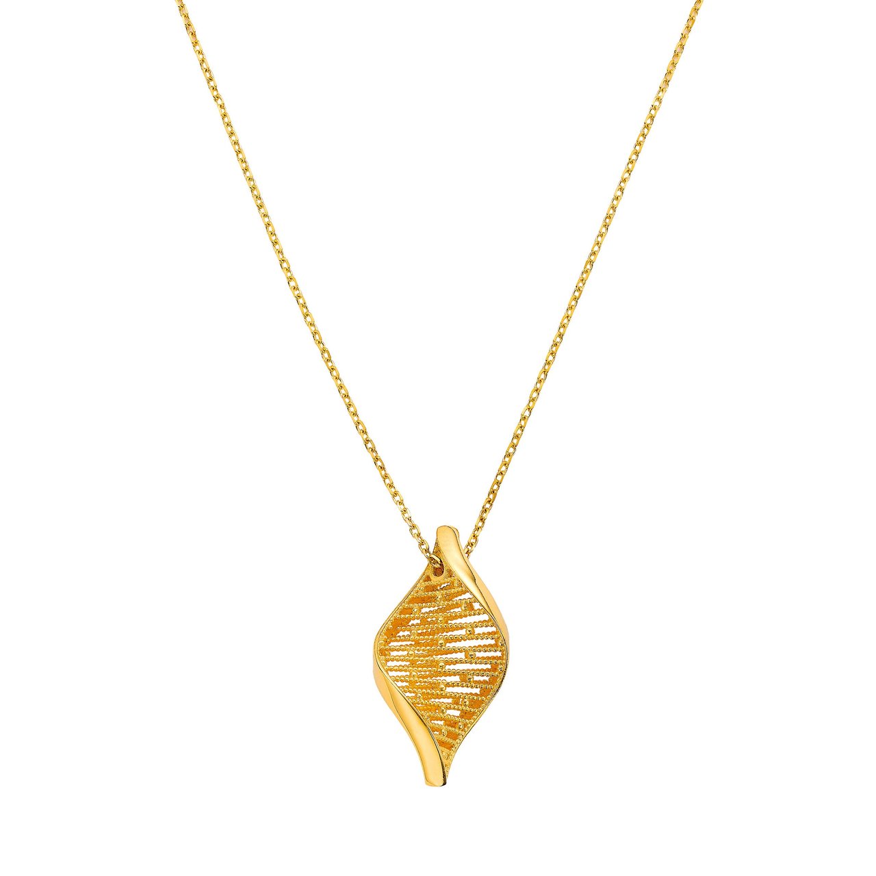 22KT YELLOW GOLD BEADED SPIRAL NECKLACE MADE IN ITALY - Image 1