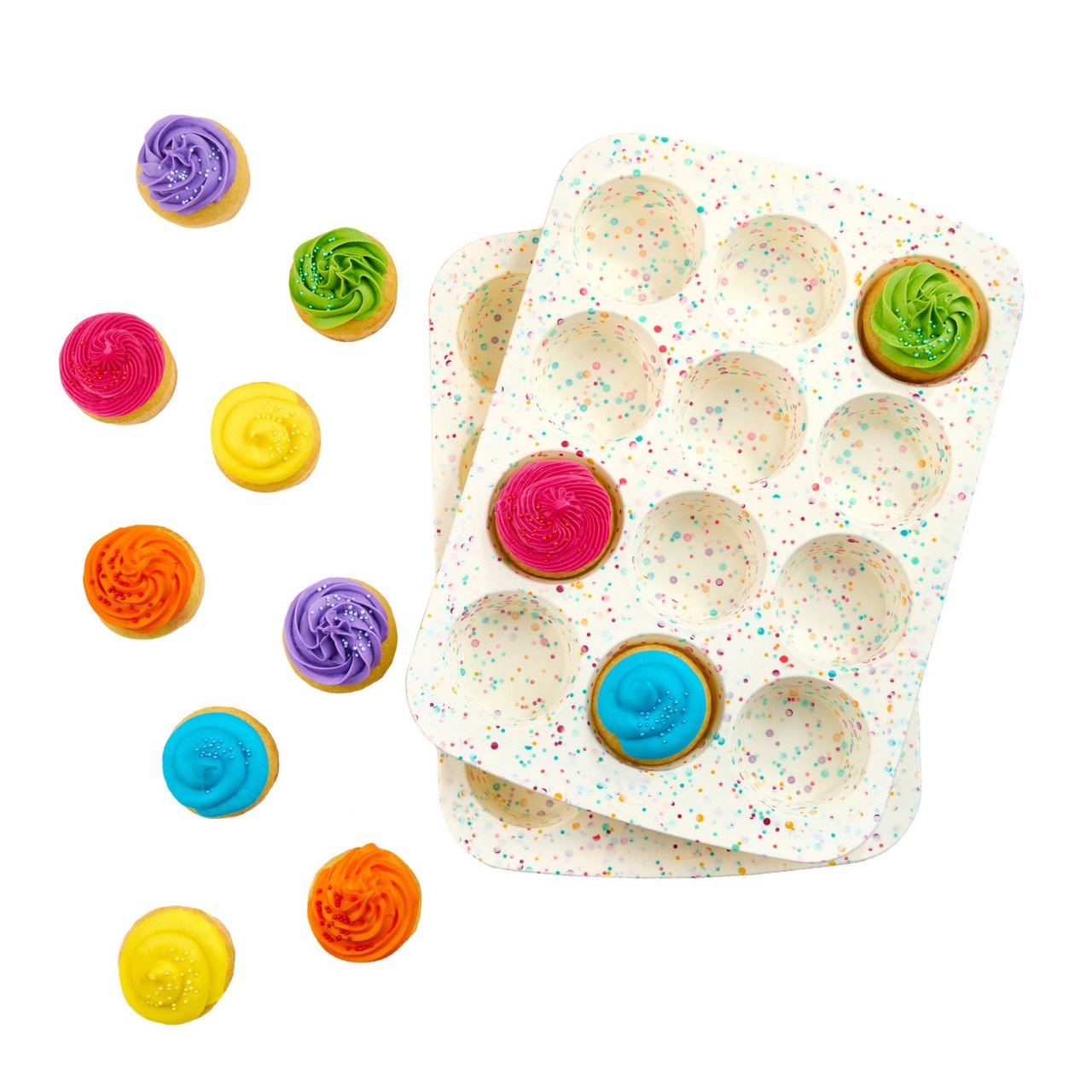 Trudeau Silicone 12-Count Muffin Pan, 2-Pack - Image 1