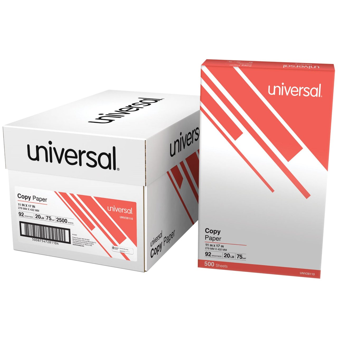 Universal Multi-Use Copy Paper, 11" x 17", 2500 Sheets
