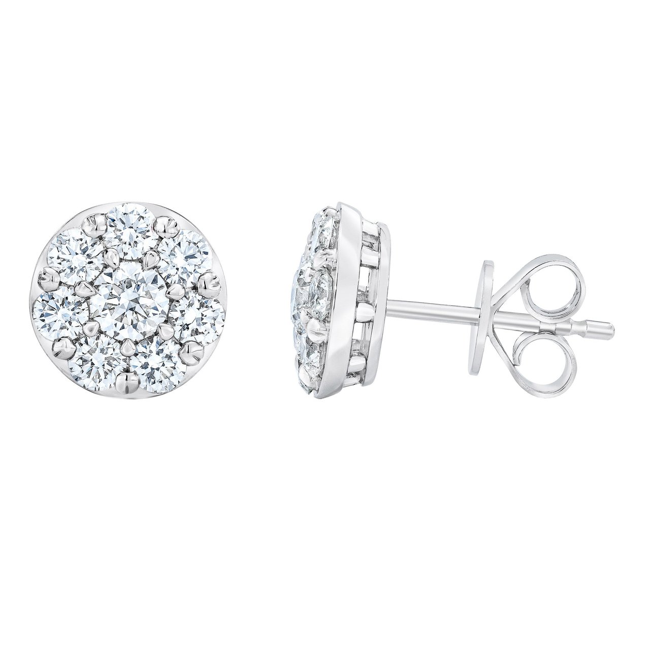 14kt White Gold VS2 I 1.50ctw Round Diamond Halo Earrings - Image 1