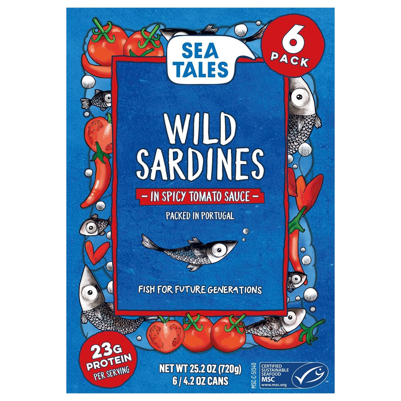 Sea Tales Spicy Tomato Sardines, 6-Pack / 4.2 oz Cans - Image 1
