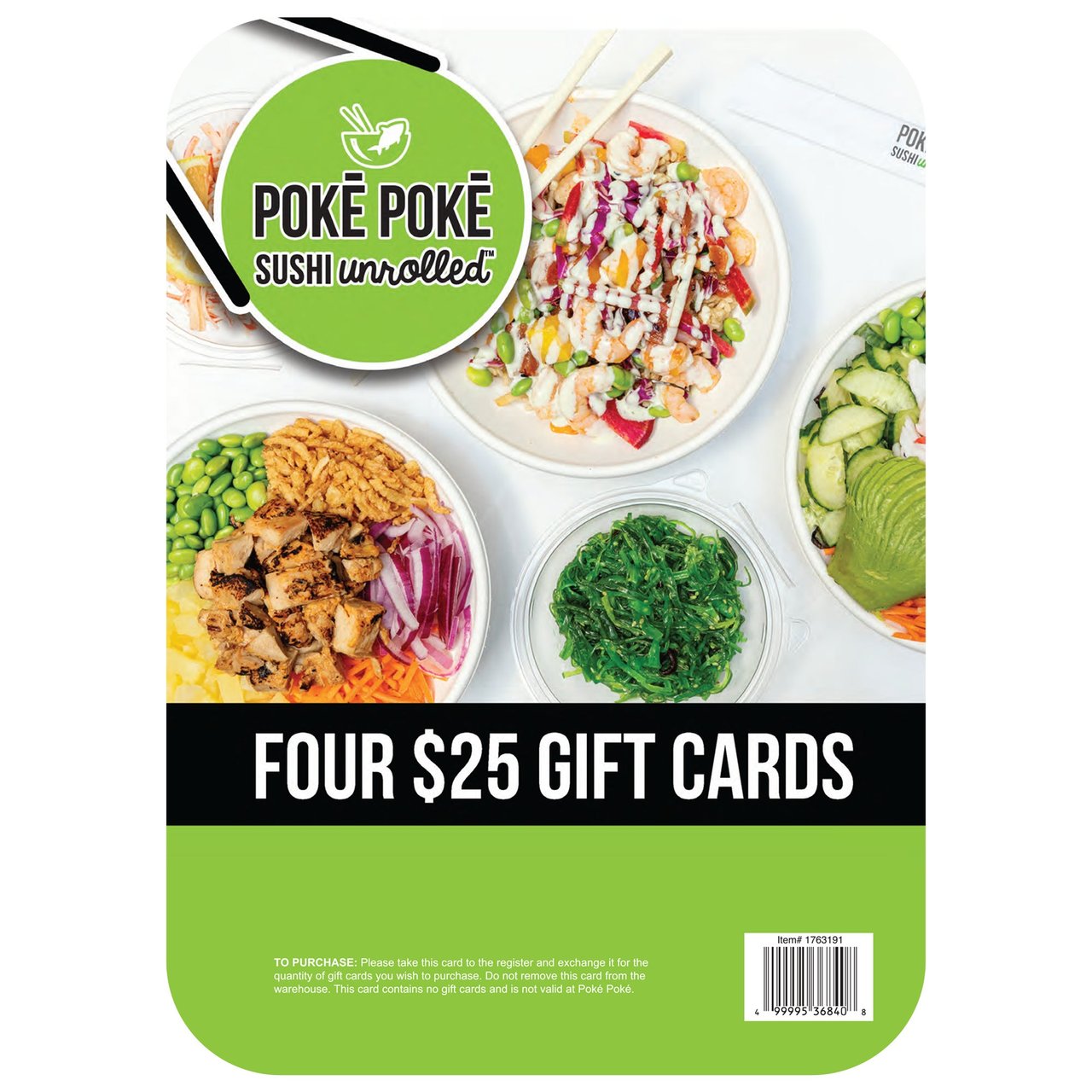 Poke Poke Sushi Unrolled Four $25 Gift Cards (Non-Refundable) - Image 1