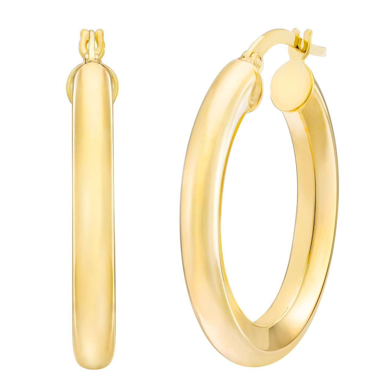 14kt Yellow Gold Oval Hoop Earrings, Made in Italy - Image 1