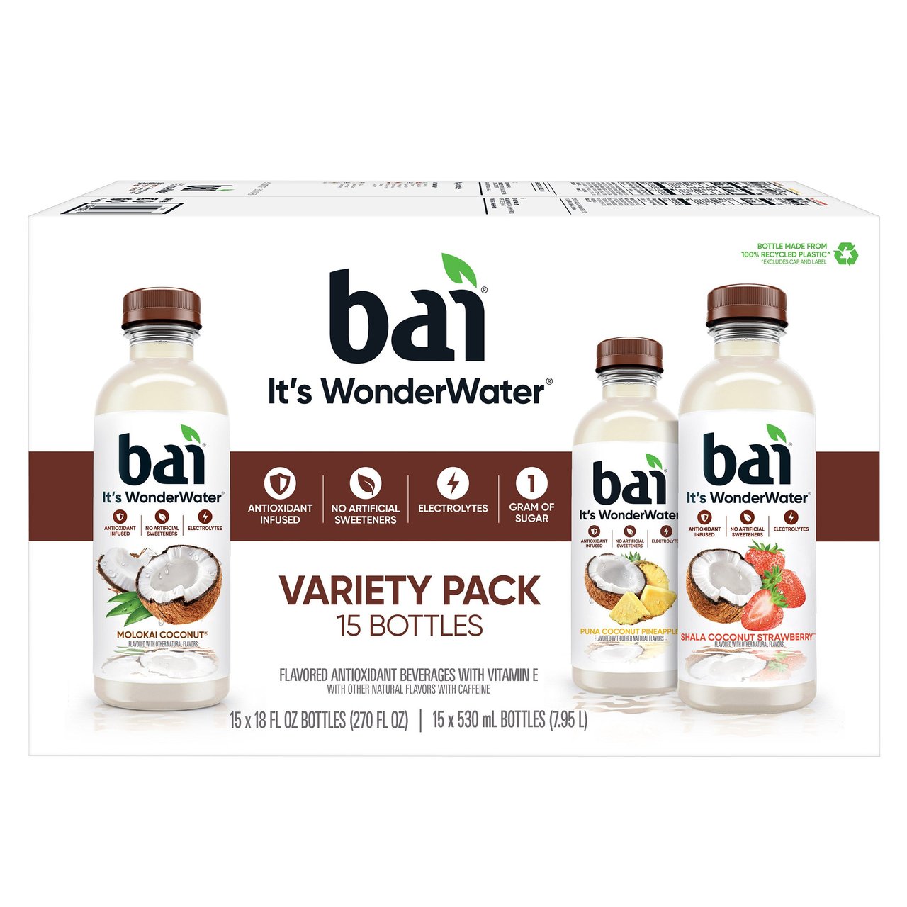 Bai Coconut Variety Pack, 15 Count, 18 FL OZ - Image 1