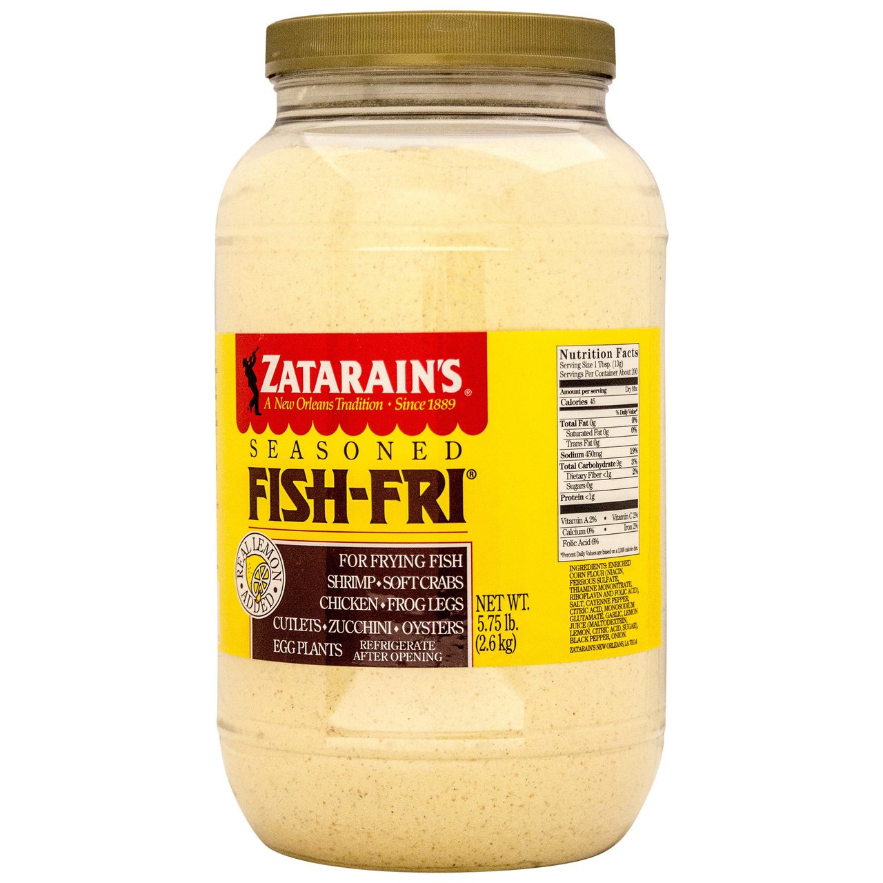Zatarain's Seasoned Fish Fri Breading 92 oz (5.75 lbs) - Image 1