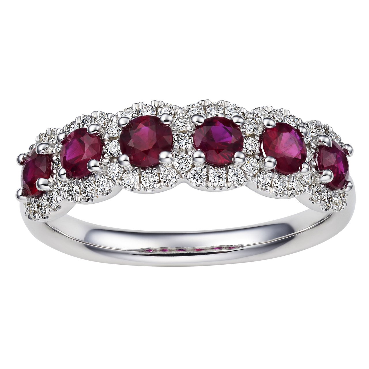 14KT White Gold 0.30ctw VS2, I Diamond and 3mm Ruby Ring - Image 1