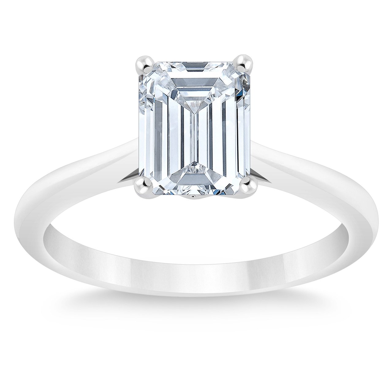1.20 CT Emerald Cut Diamond Platinum Solitaire Ring, VVS2 Clarity, H Color - Image 1