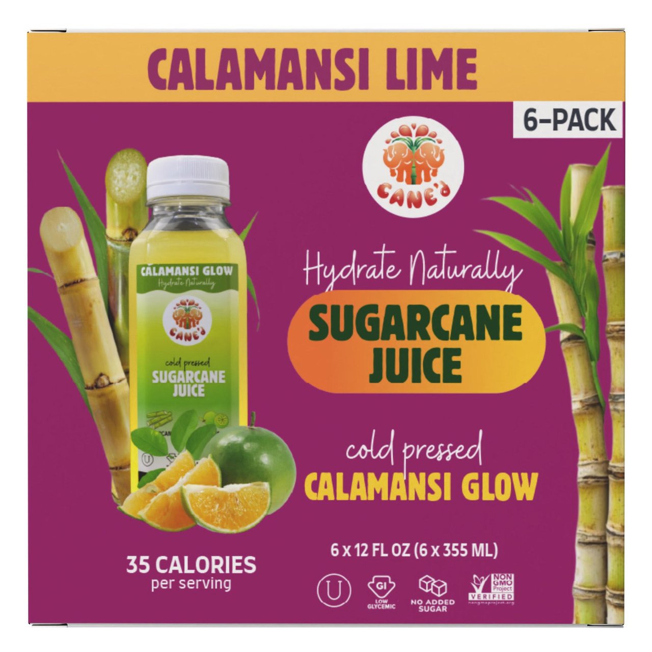 Cane'd C-Glow Sugar Cane Juice 6/12 oz - Image 1