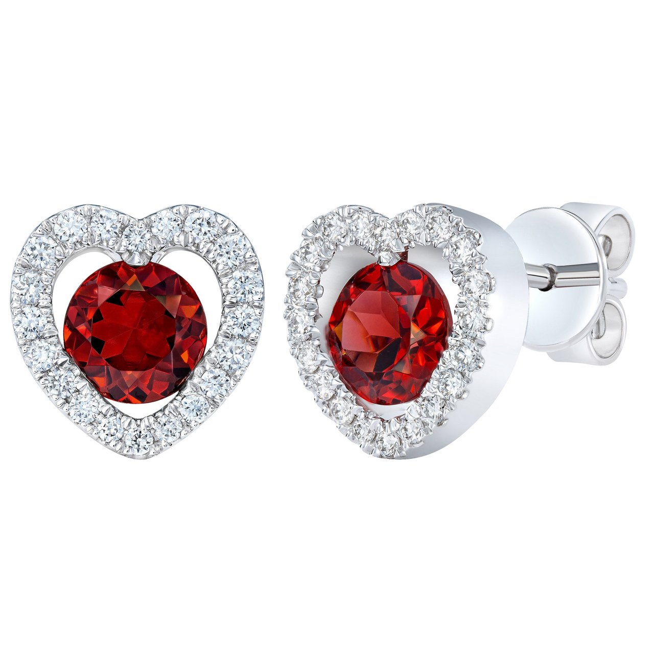 14KT WHITE GOLD VS2 I 0.20CTW DIAMOND AND GARNET EARRINGS - Image 1