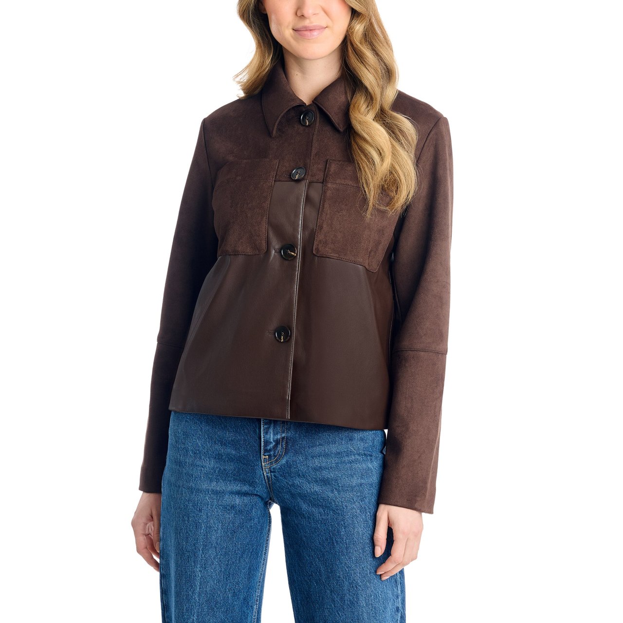 BERNARDO WOMEN'S FAUX SUEDE & LEATHER JACKET - Image 1