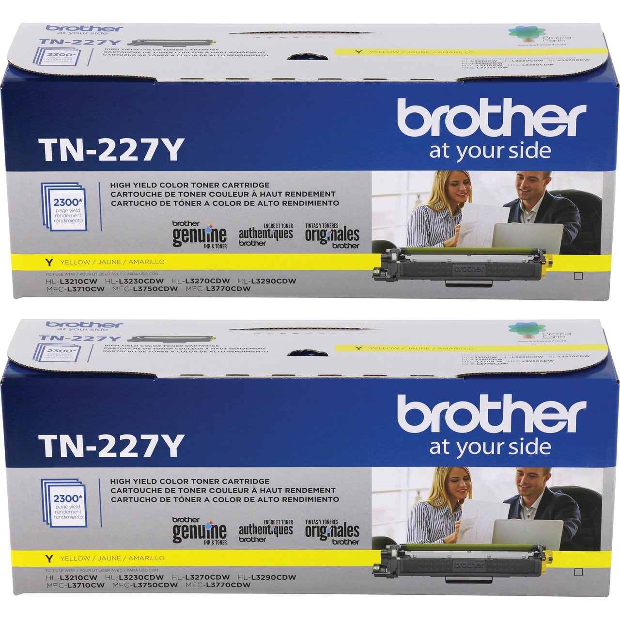 Brother Yellow Toner Cartridge TN-227Y High Yield, 2-Count - Image 1