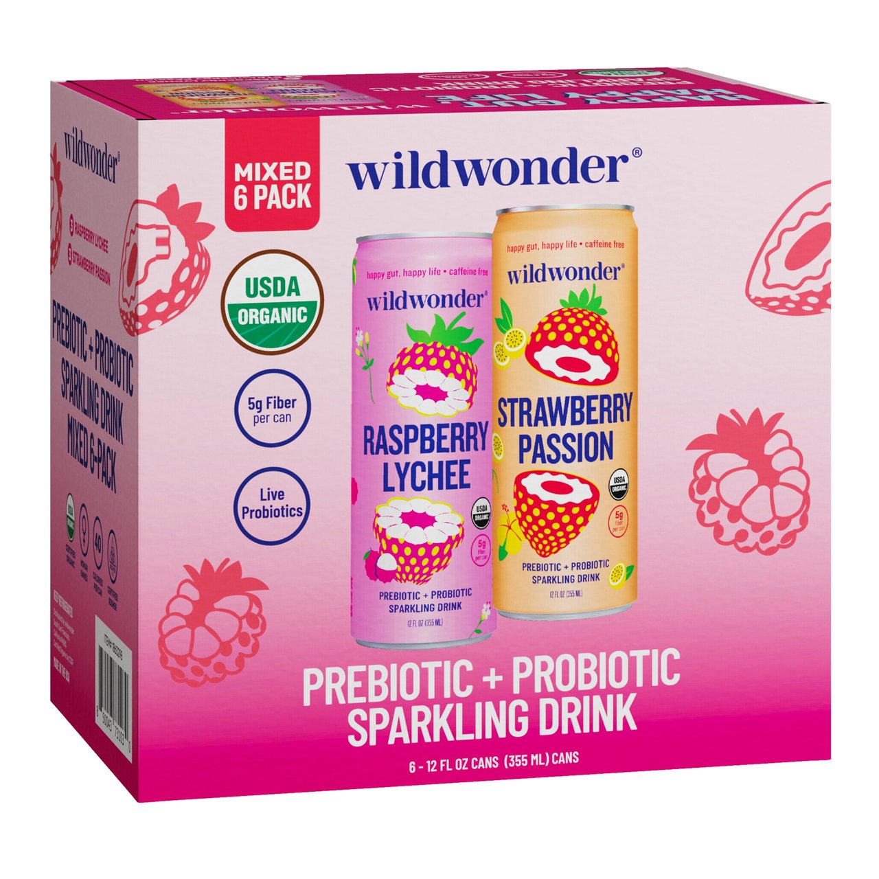 WildWonder Organic Sparkling Drink Flavor Variety 6/12oz