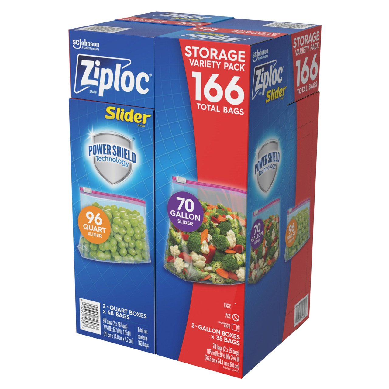 Ziploc Slider Storage Bag Variety Pack, 166-Count - Image 1