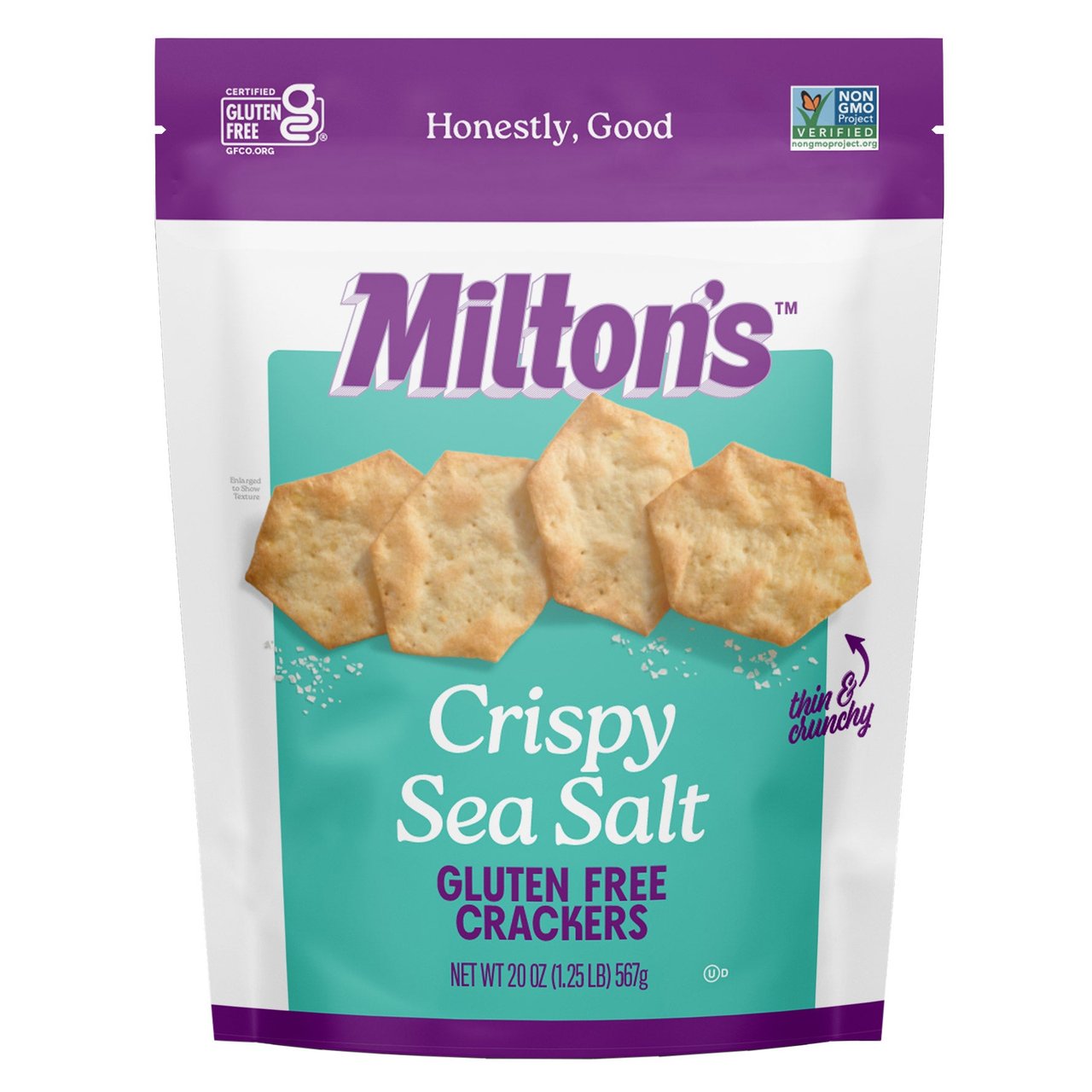 Milton's Gluten Free Crispy Sea Salt Crackers, 20 oz - Image 1