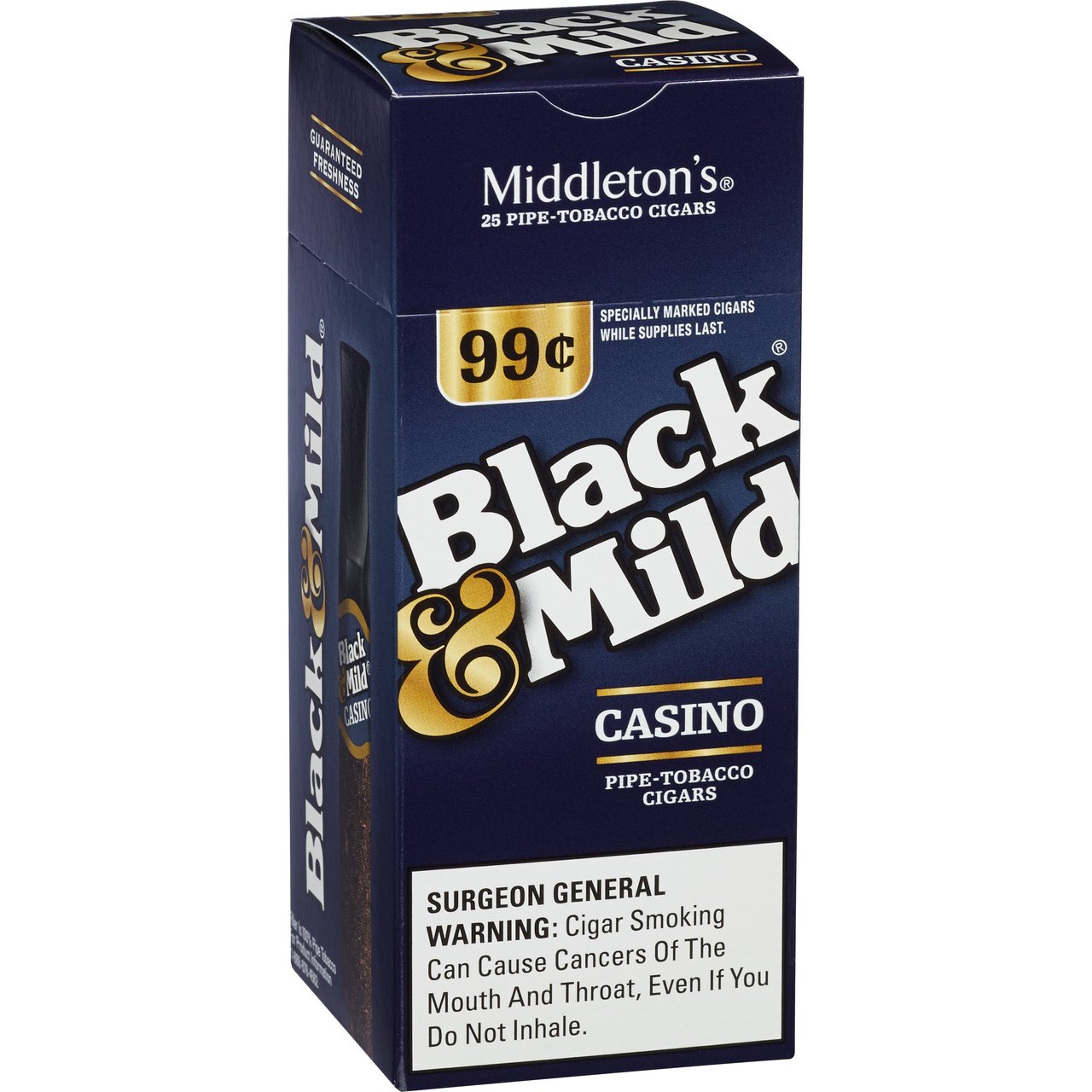 John Middleton Black & Mild Casino Plastic Tip 25ct Upright - Image 1