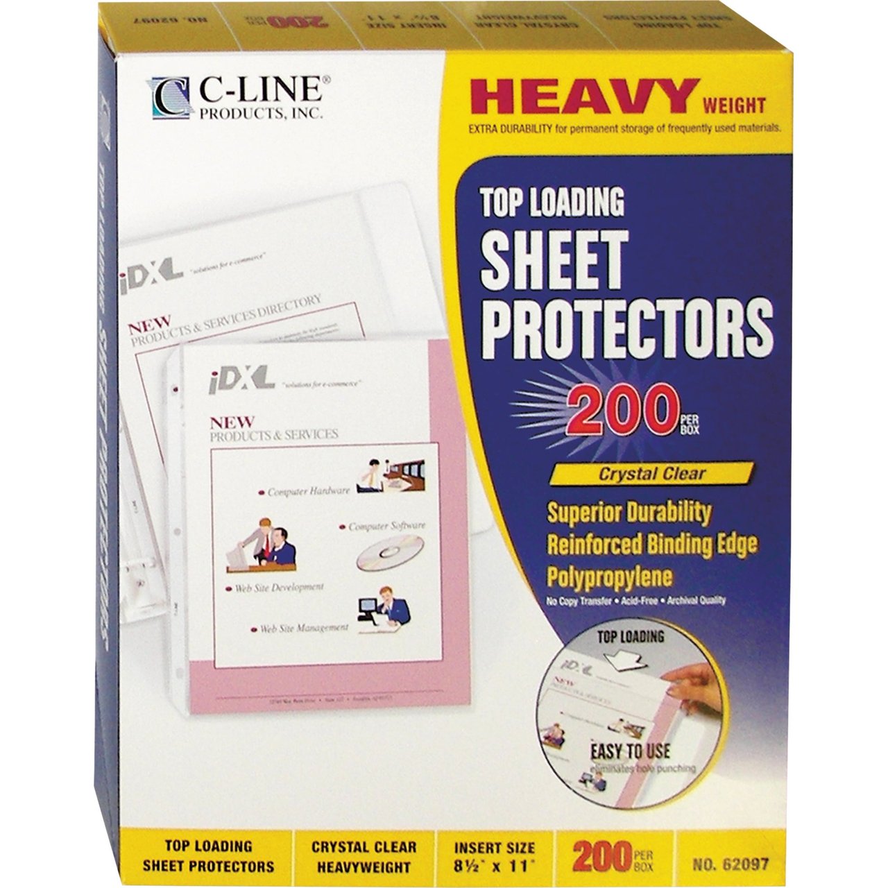 C-Line Heavyweight Sheet Protector, 2", 11 x 8-1/2, 200/Box (CLI62097), Clear - Image 1