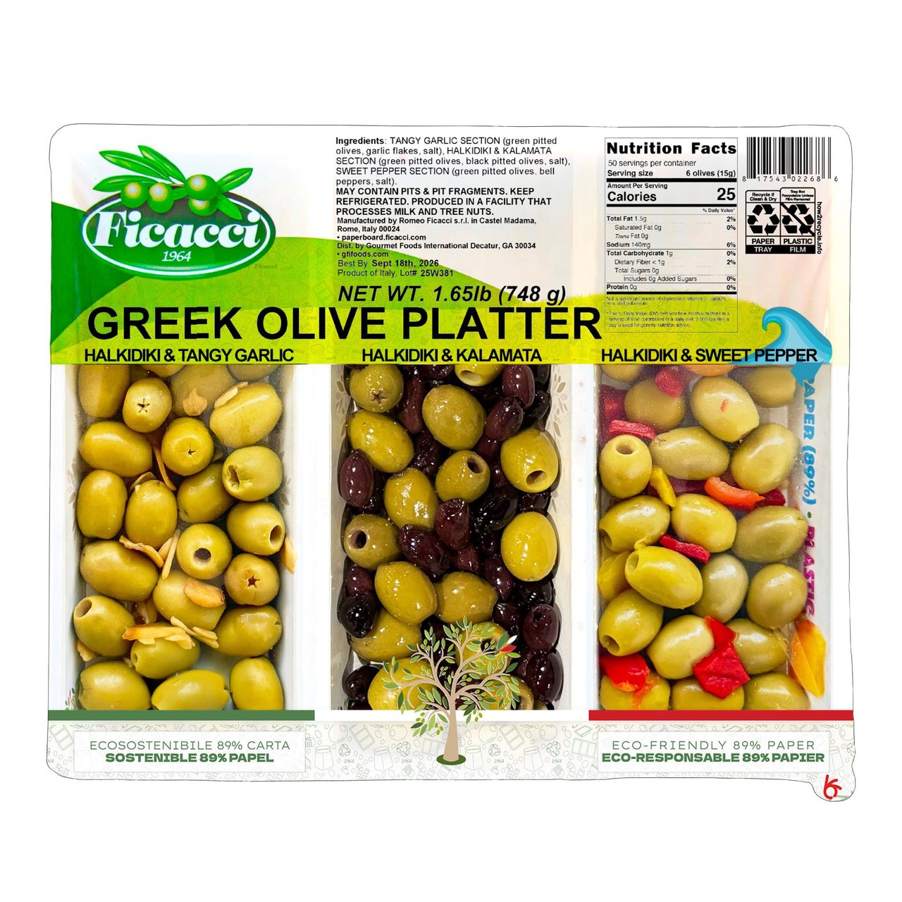 FICACCI GREEK OLIVE PLATTER 26.4 OZ - Image 1
