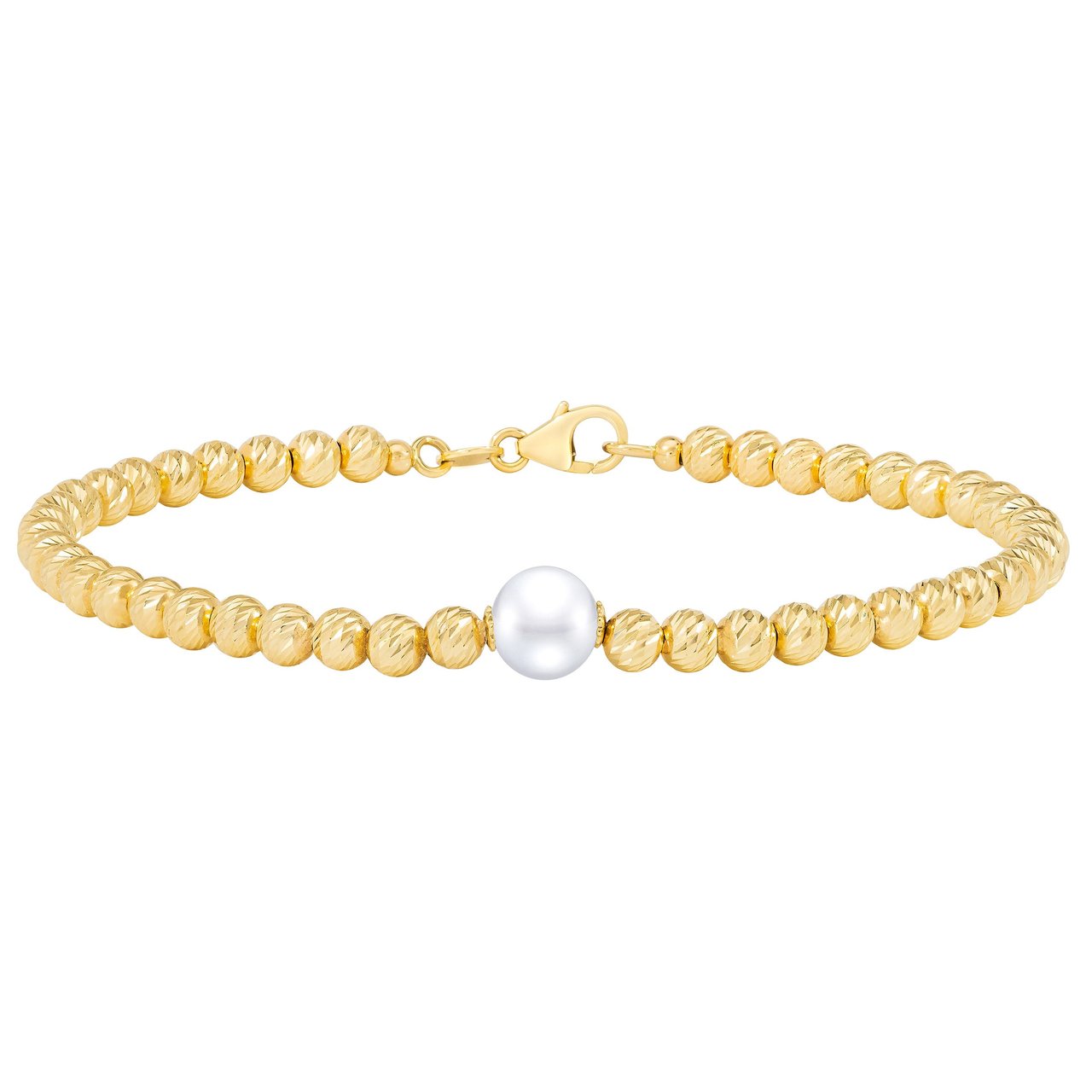 14KT Yellow Gold Freshwater Cultured 7.5-8mm Pearl Bracelet - Image 1
