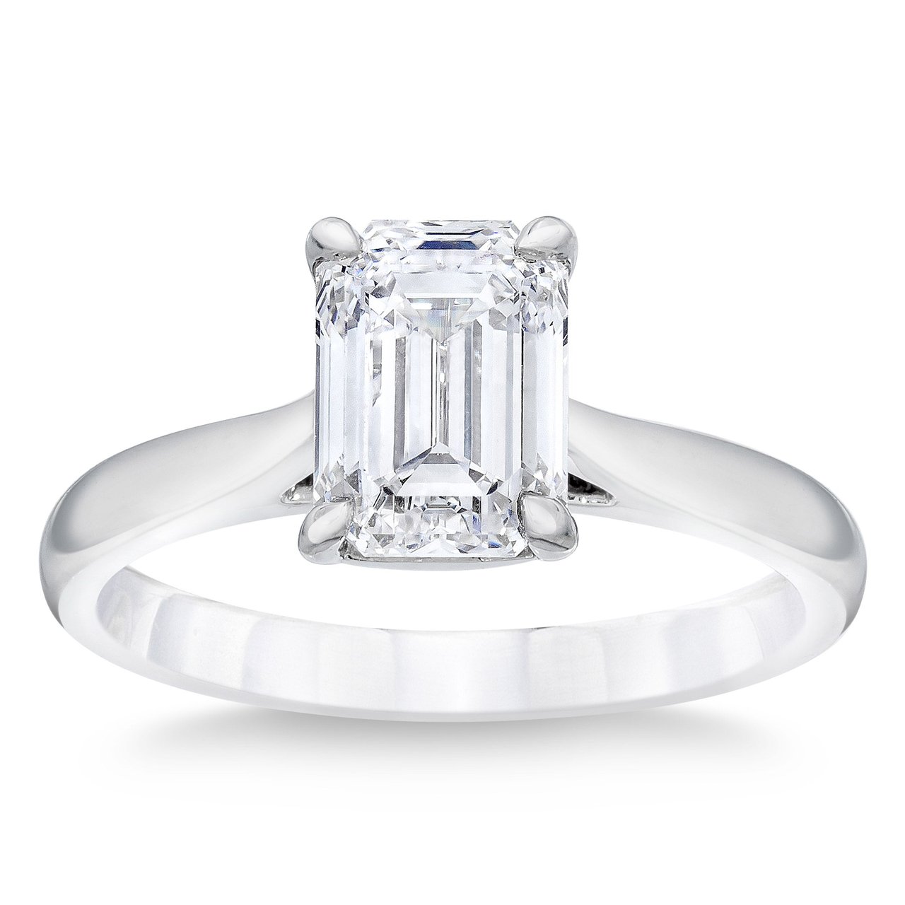 1.00 CT Emerald Cut Platinum Solitaire Ring, VVS2 Clarity, "G" Color - Image 1