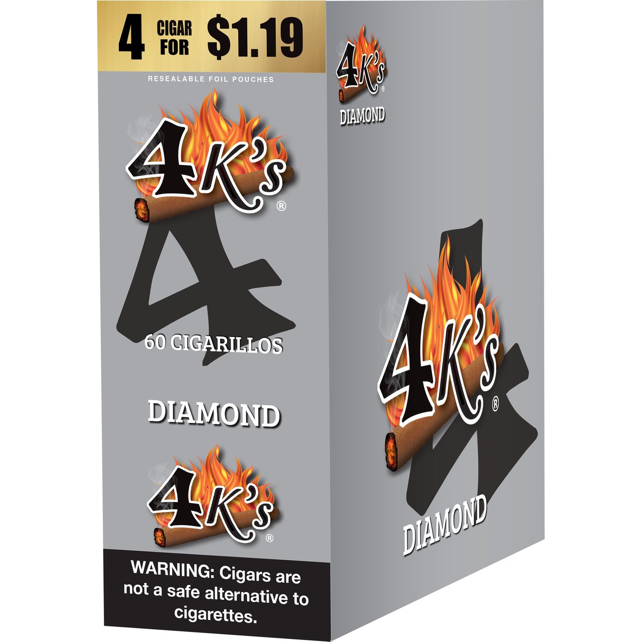 4K's Diamond Cigarillos, 15 Pouches of 4ct, $1.19 Per Pouch - Image 1