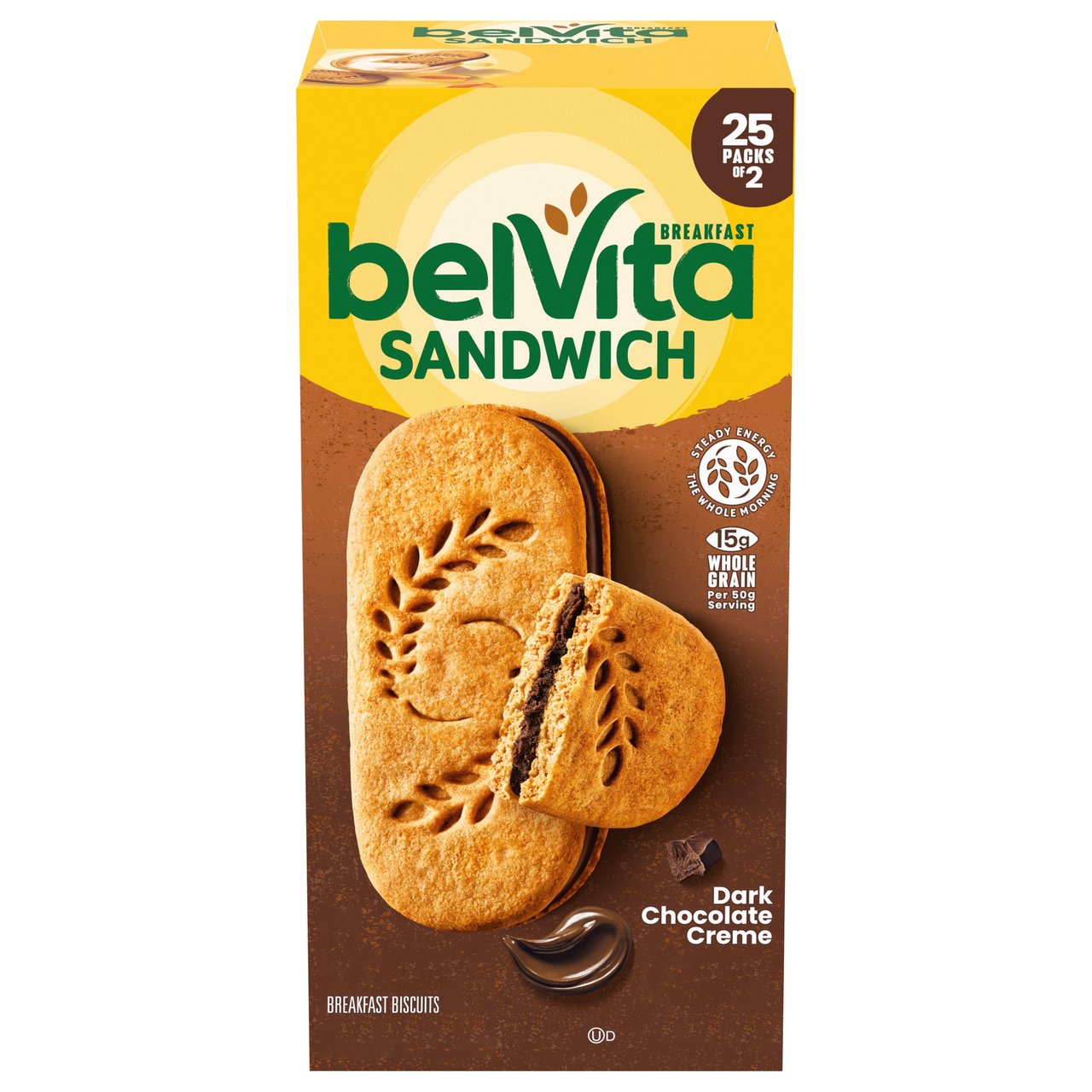 belVita Breakfast Sandwich Biscuits, Dark Chocolate Creme, 25/1.76 oz - Image 1