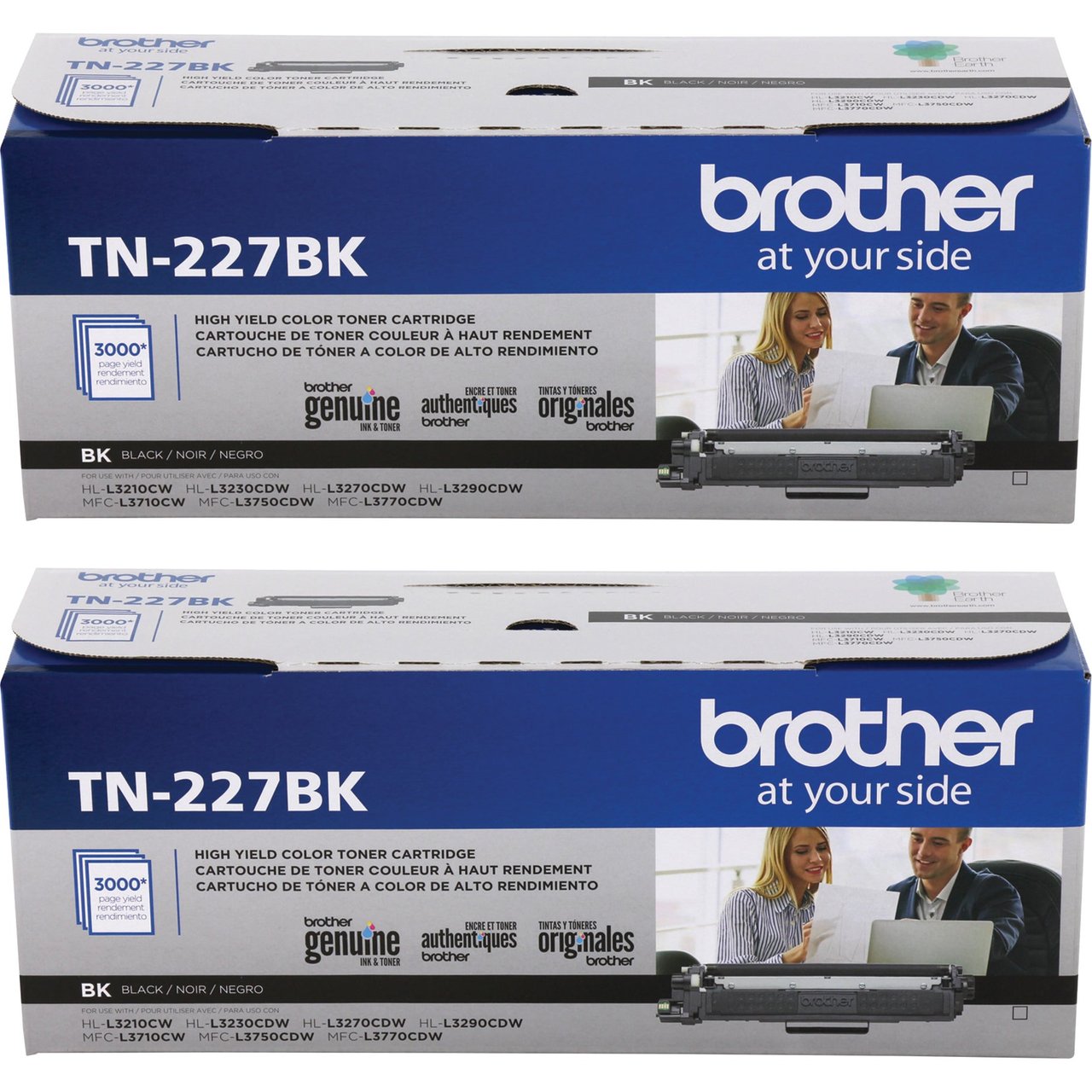 Brother Black Toner Cartridge TN227BK (2-Count)