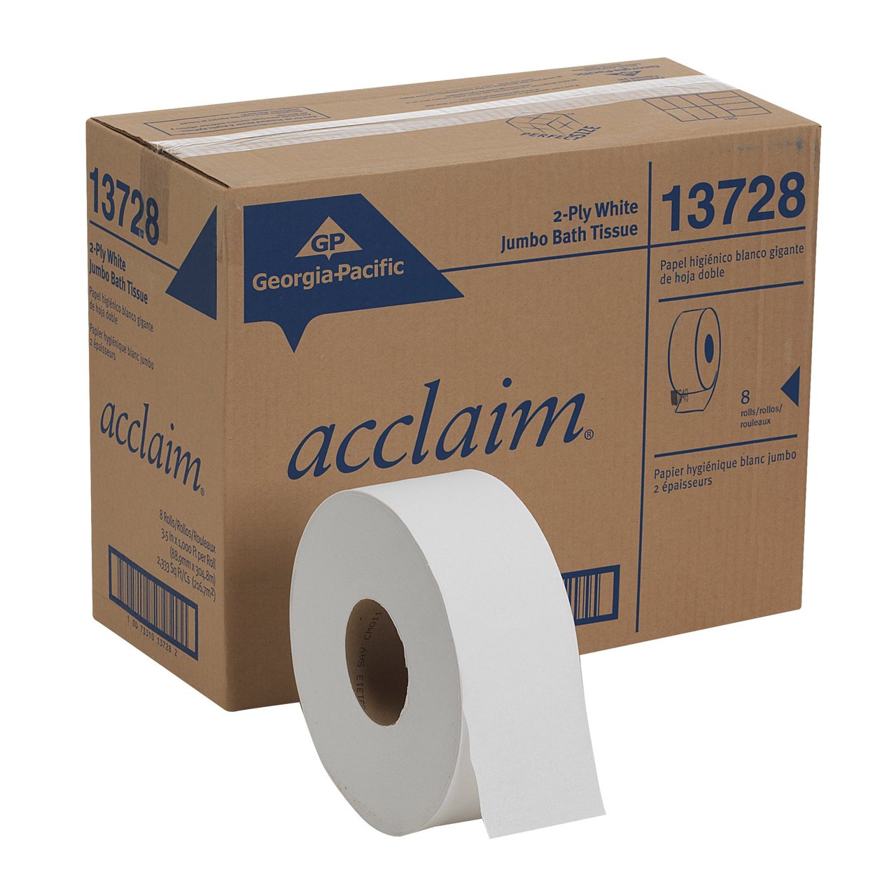 Georgia Pacific Acclaim Jumbo Jr. Bath Tissue, 2-Ply, 8 Rolls (GPC13728) - Image 1