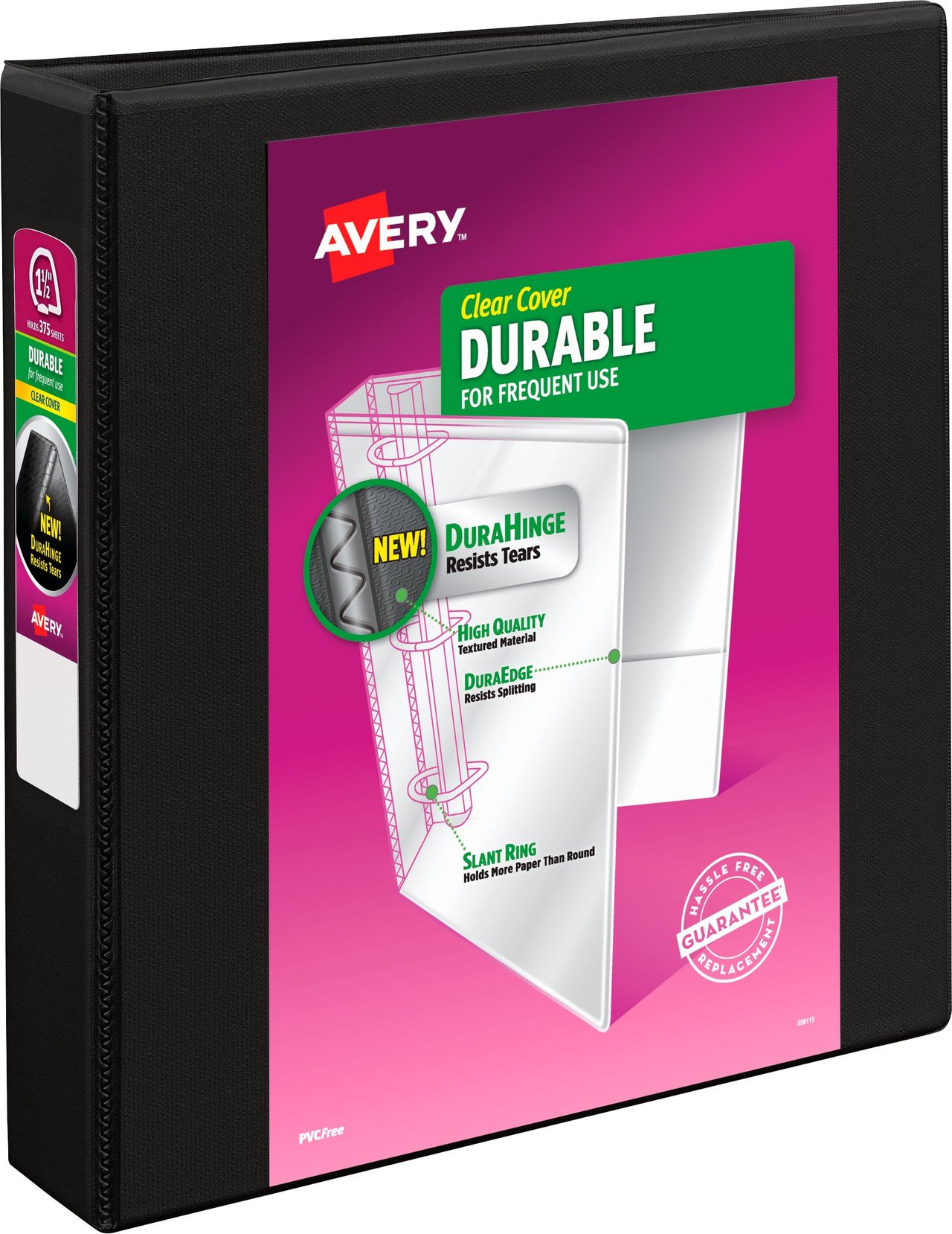 Avery Durable View Binder, 1.5", 3-Pack, Black (AVE17021KT)