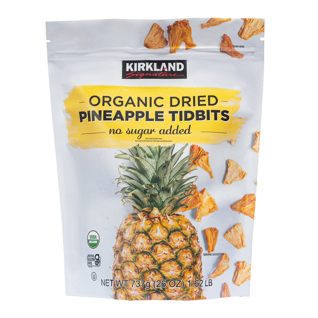 Kirkland Signature Organic Dried Pineapple Tidbits, 26 oz (1.625 lbs) - Image 1