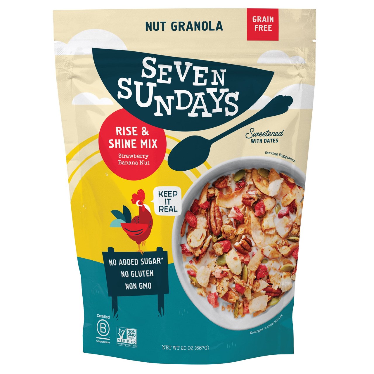 Seven Sundays Rise & Shine Strawberry Banana Grain-Free Granola 20 Ounce Bag - Image 1