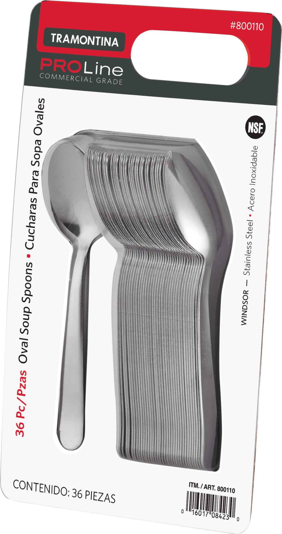 Tramontina ProLine Windsor Oval Soup Spoons, Stainless Steel, 36-Count - Image 1