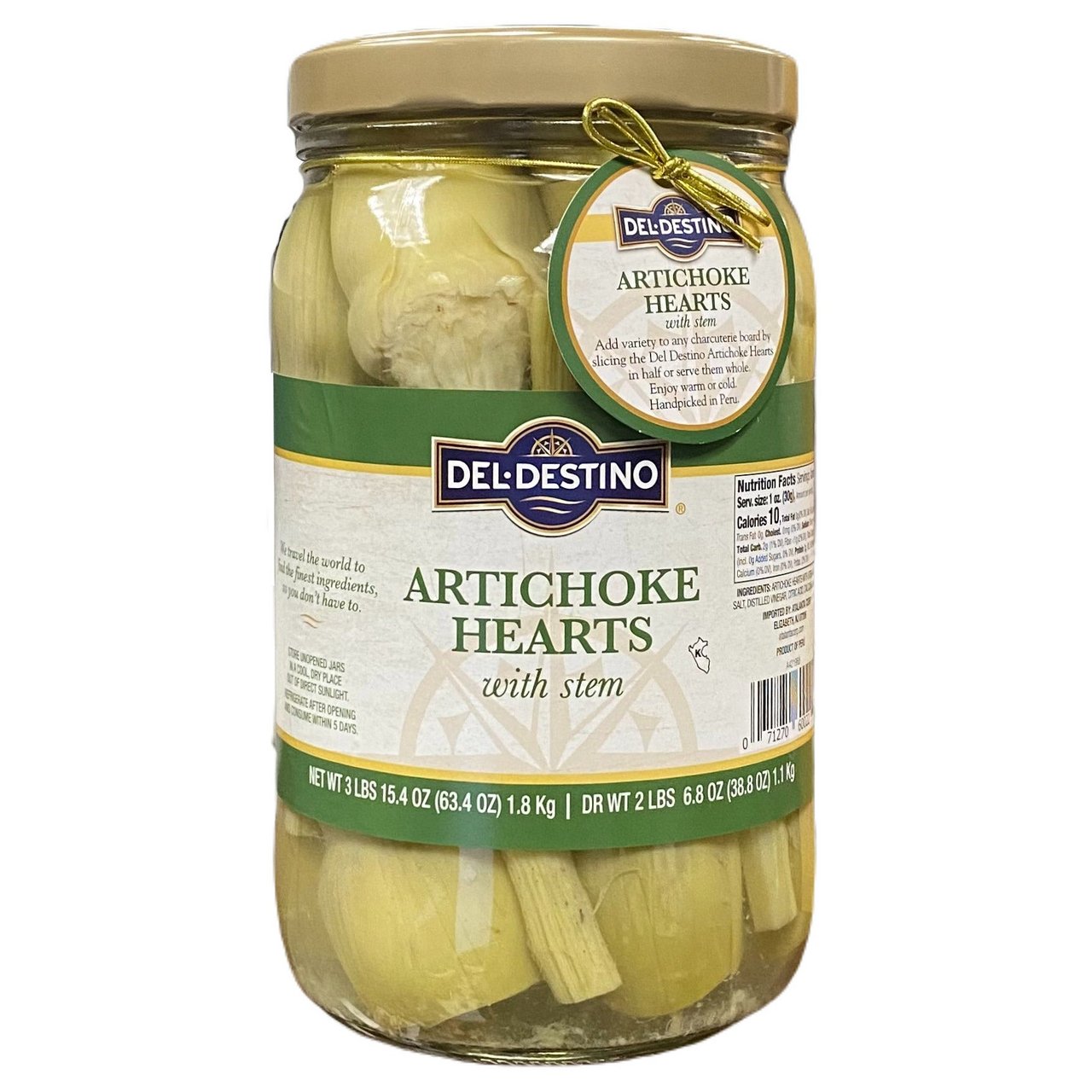 Del Destino Artichoke Hearts with Stem 64 oz - Image 1
