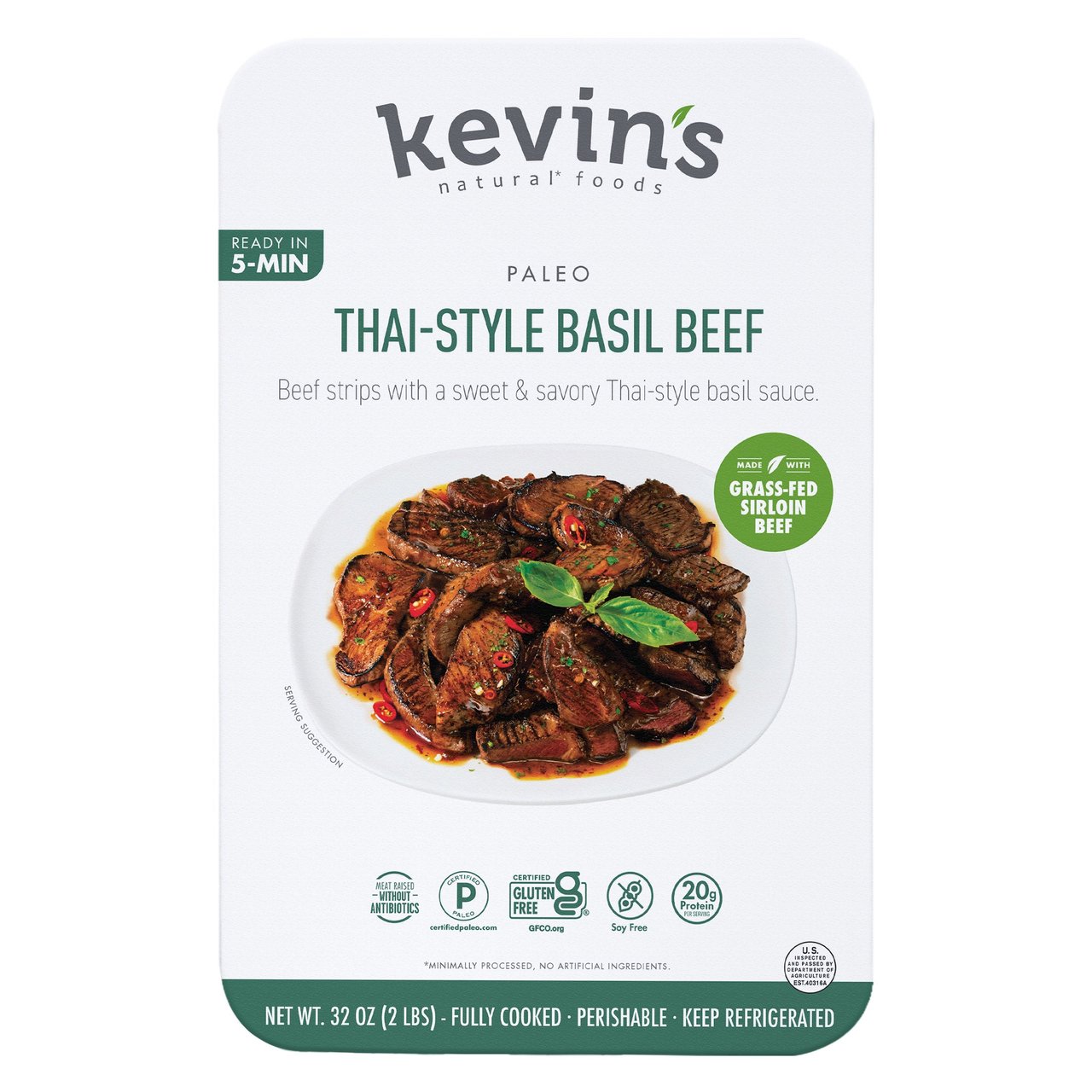 Kevin's Natural Foods Thai-Style Basil Beef 32 Ounce Package - Image 1