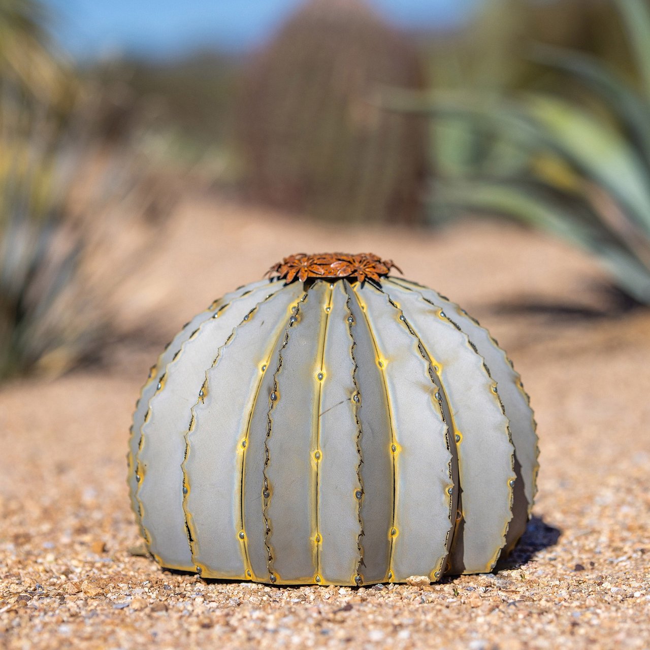 Desert Steel Golden Barrel Garden Torch - Image 1