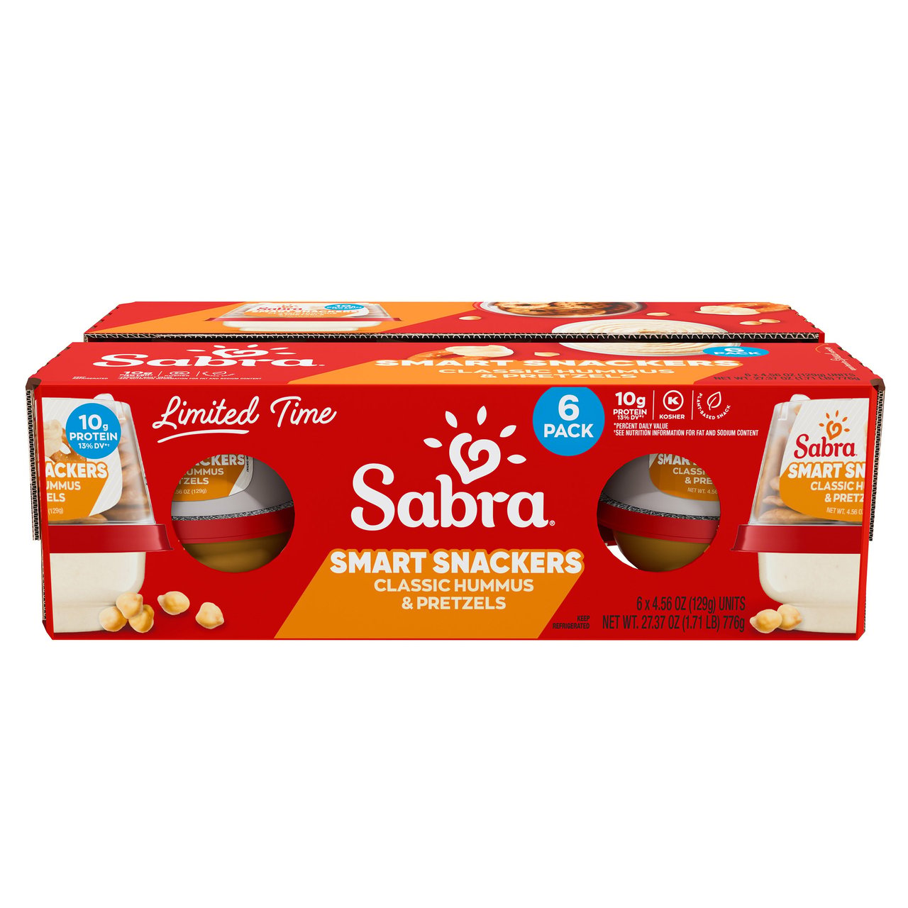 Sabra Smart Snackers Hummus with Pretzels 6 Count 4.56 Ounces Each - Image 1