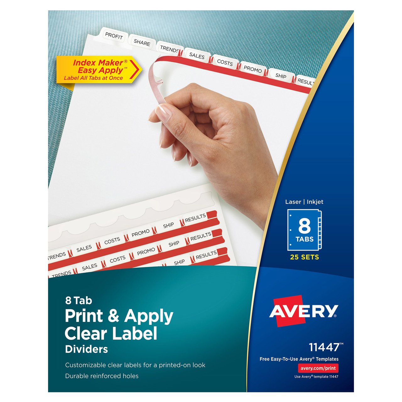 Avery Clear Label Dividers, 25-Set Pack, 8-Tab - Image 1