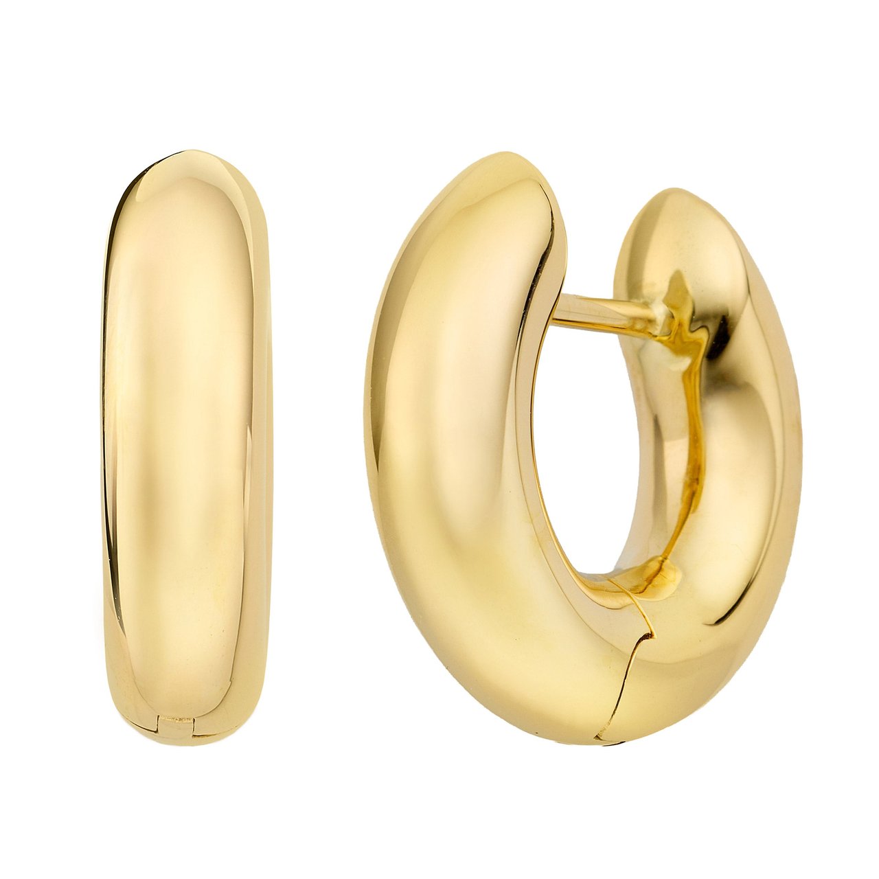 18kt Yellow Gold Huggie Hoop Earrings Made in Italy - Image 1