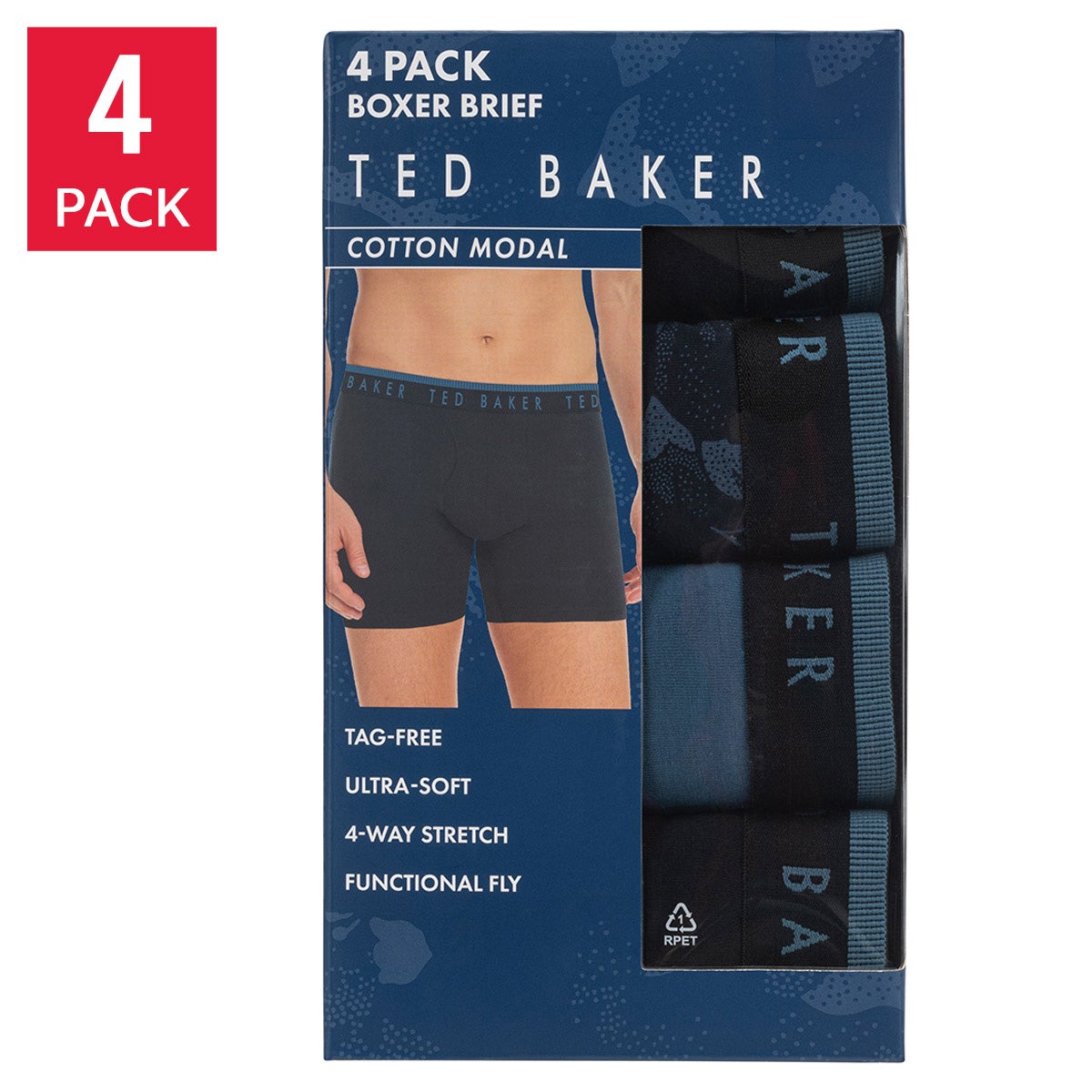 Ted Baker Men's Boxer Brief, 4-Pack - Image 1
