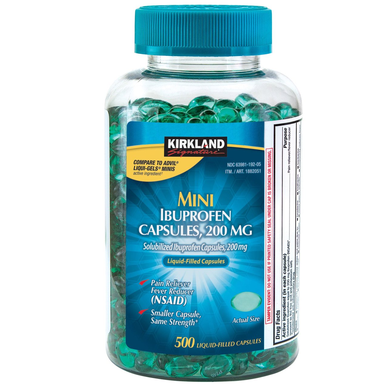Kirkland Signature Mini Ibuprofen 200mg 500 Count Softgel - Image 1