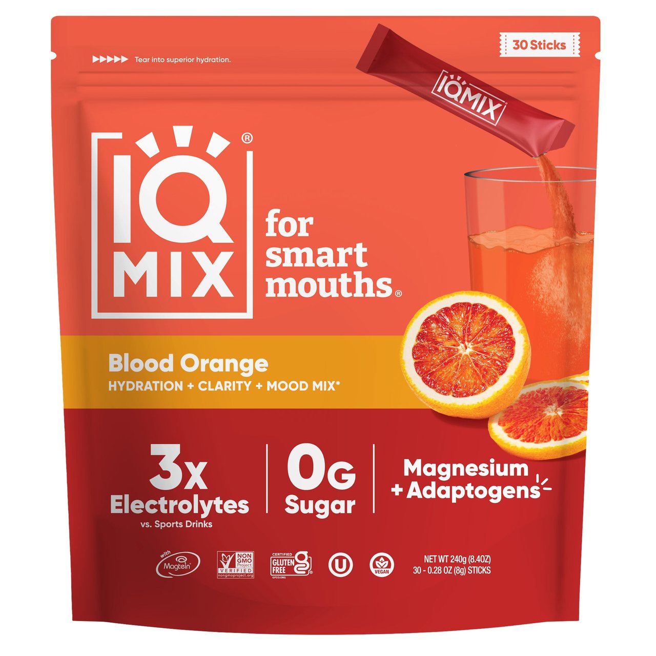IQMIX Hydration Sticks Blood Orange 30 Pack - Image 1