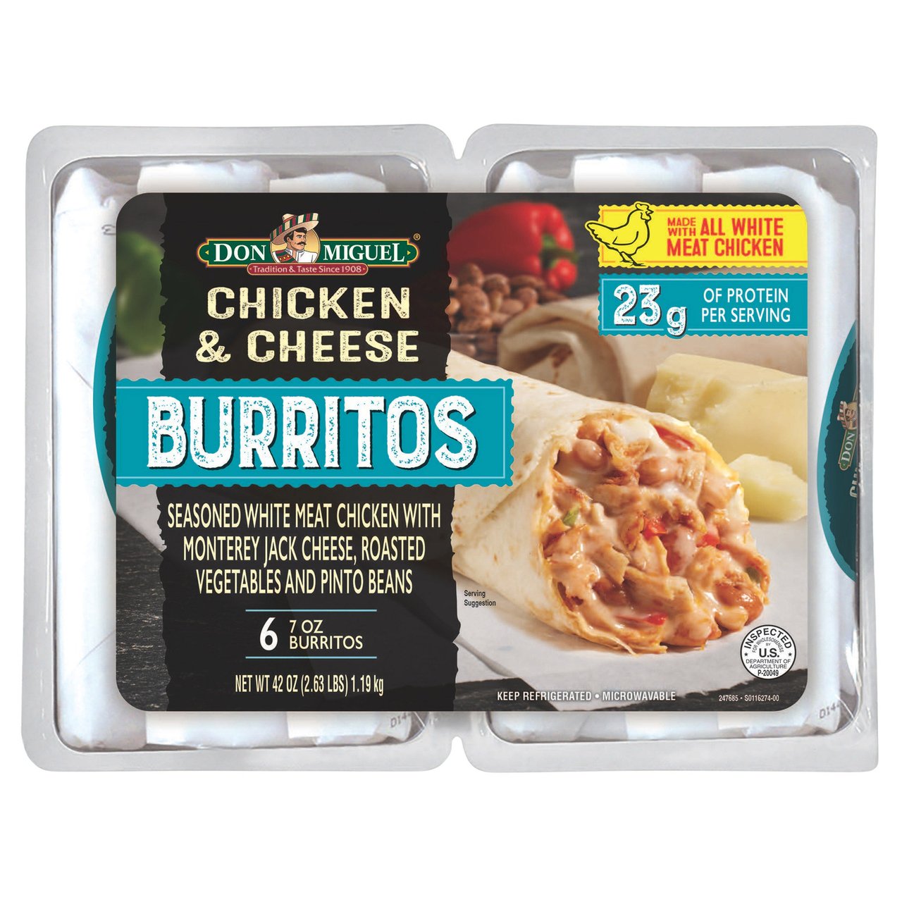 Don Miguel Chicken Burrito 6 CT 2.625 Lbs - Image 1