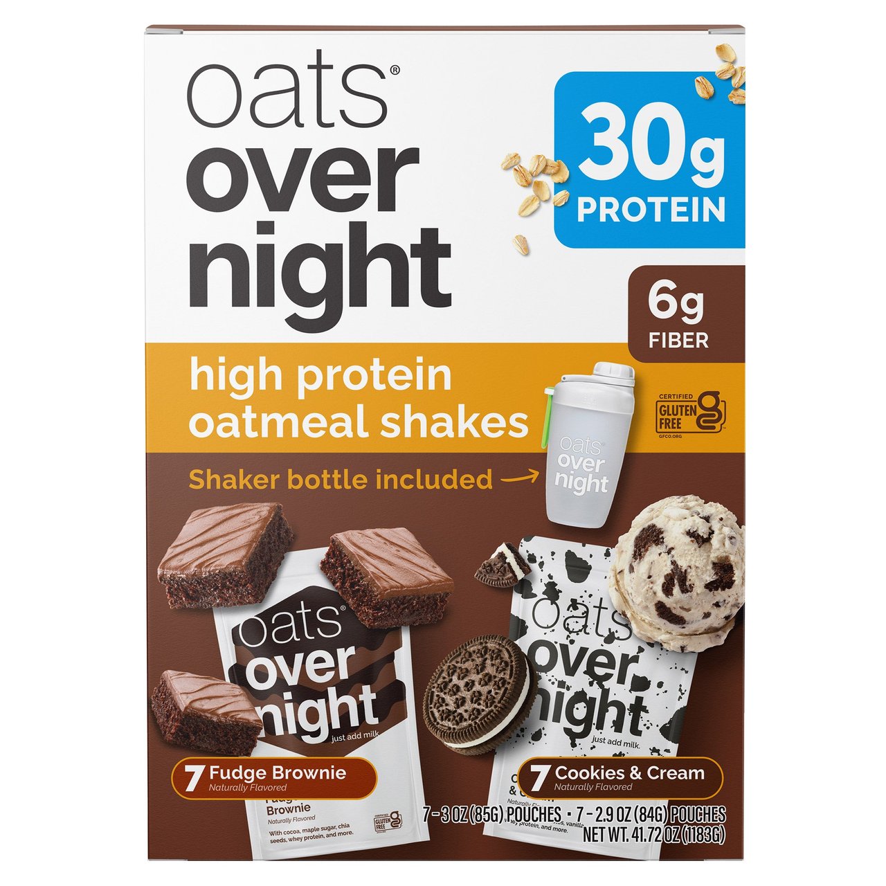 Oats Overnight High Protein Oatmeal 14 Pack, Shaker Bottle - Image 1