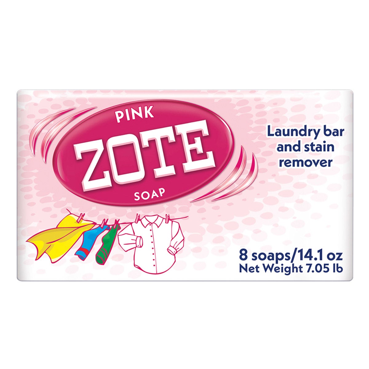Zote Pink Soap Bar Stain Remover, 8-Pack, 14.1 oz Each - Image 1