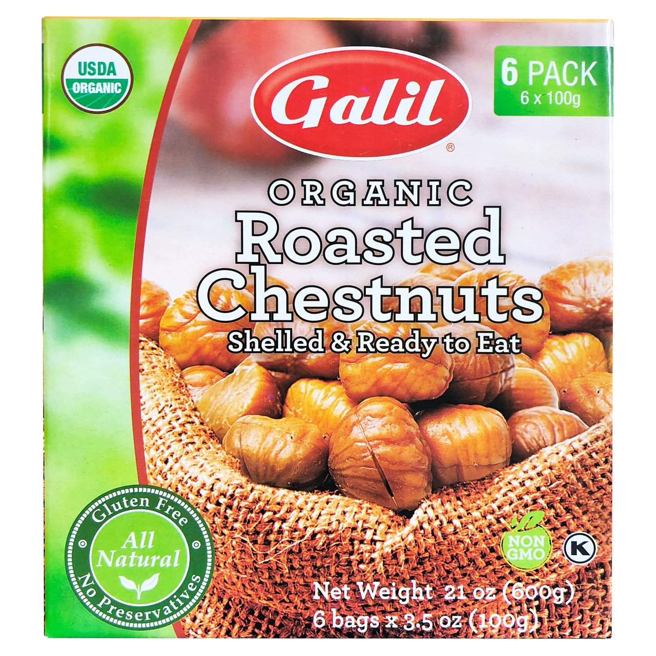 Organic Galil Roasted Chestnuts, 6 Count, 3.5 Ounces Each