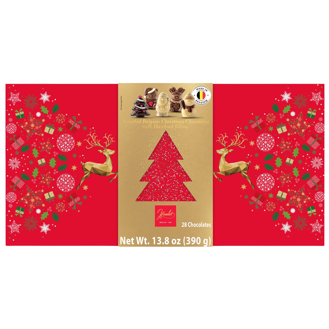 Hamlet Belgian Christmas Chocolates with Hazelnut Filling, 28 Count, 13.8 oz - Image 1