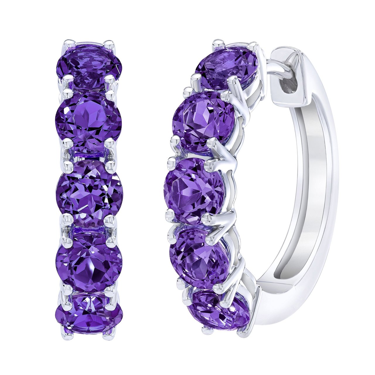 14KT White Gold Amethyst Earrings - Image 1